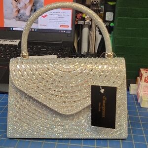 d'Margeaux Rhinestone Embellished Clutch bag 9.5" x 6" x 2.5" NEW